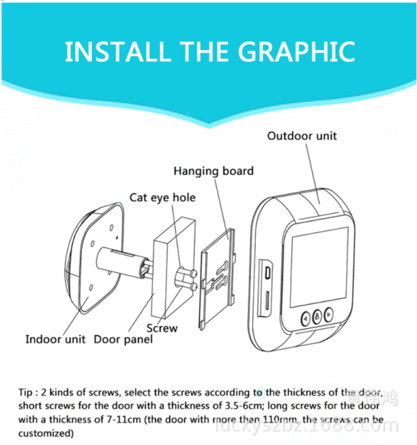 2.4 Inch Security Smart Doorbell Peephole Camera Electronic Cat Eye - Image 3